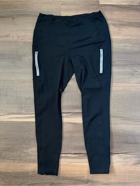 Mondetta Women's Black High Waist Active Leggings - Zip Detail - Size Medium